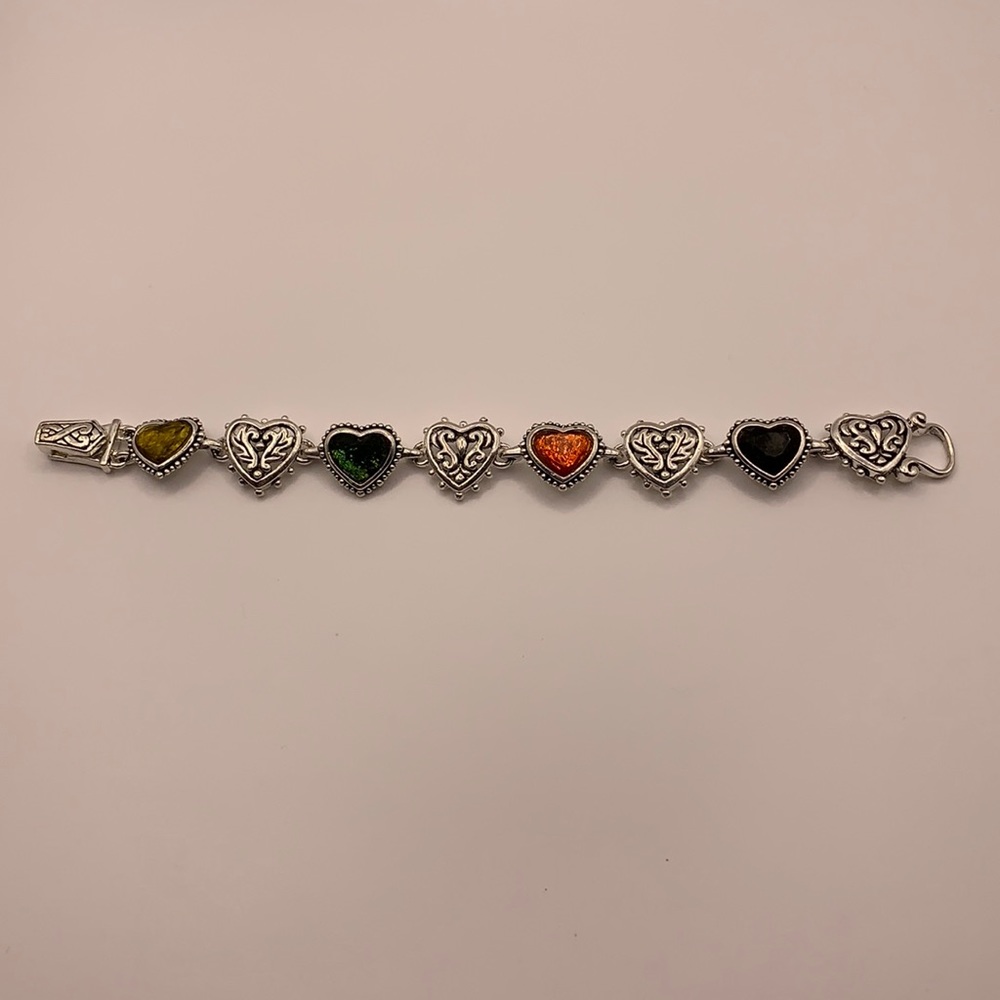 Silver-tone Cosmetic Gemstone Heart Bracelet - Picture 3 of 8